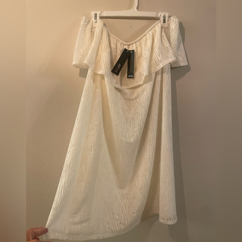 Apt. 9 Off the Shoulder Cream Mini Dress